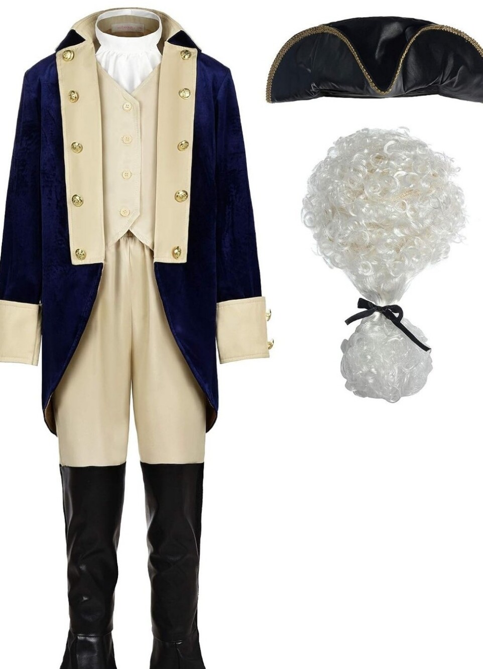 Washington Costume Boys Hamilton American Colonial Uniform with Wig